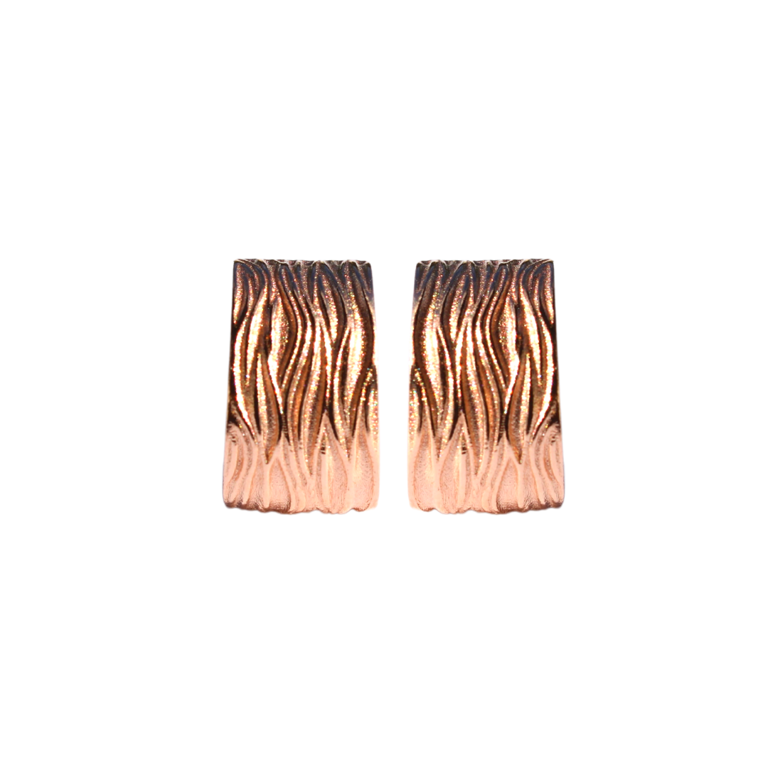 14K Rose Gold Sand dune Huggie Hoop Earrings