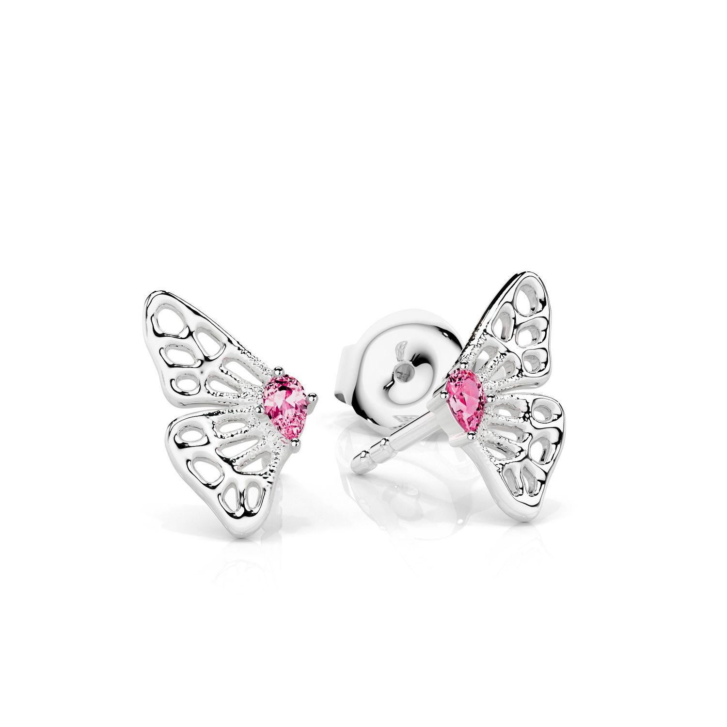 White Gold and Sapphire Split-wing Butterfly Stud