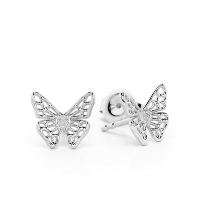 Solid White Gold Skipper Butterfly Stud Earrings