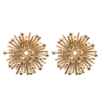 Solid Yellow Gold Sunburst Earring Jacket