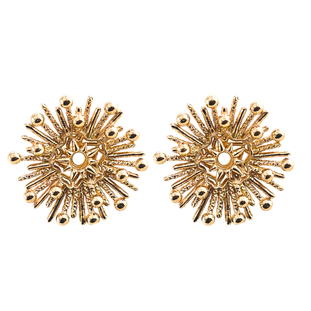 Solid Yellow Gold Sunburst Earring Jacket