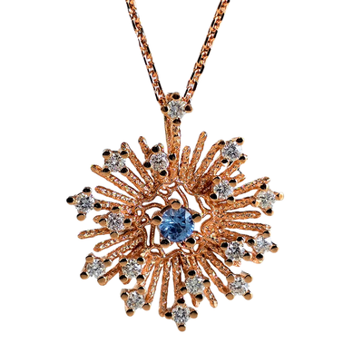 Blue Rose Sunburst Necklace