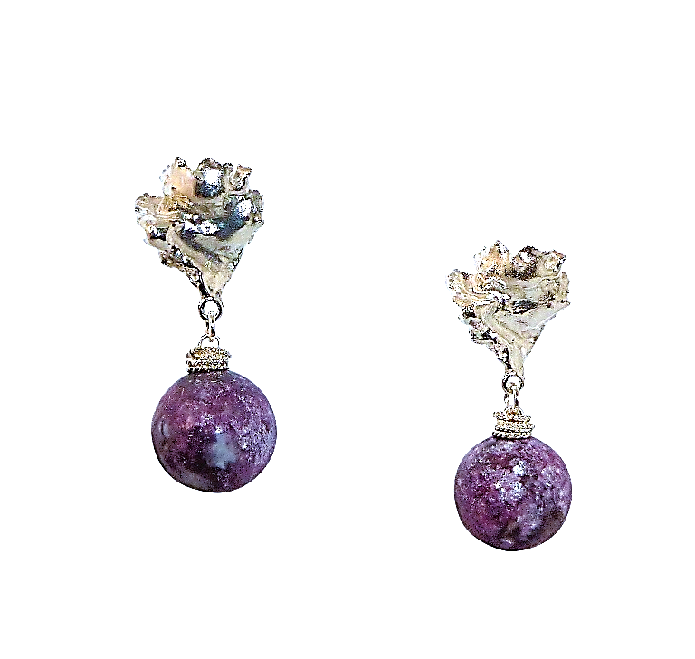 Medium Lepidolite Voodoo Lily Earrings