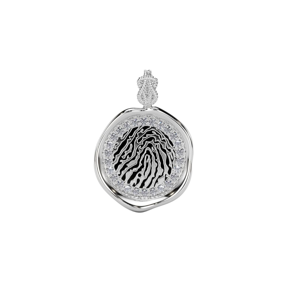 Forever-with-You Petite White Gold Diamond Gold Seal Pendant