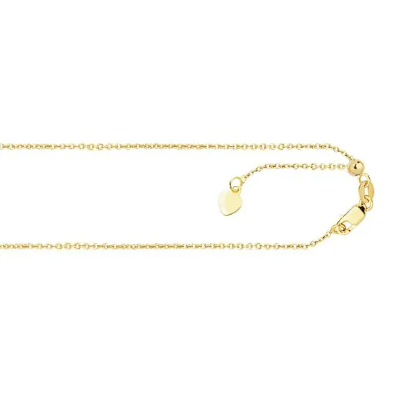 22&quot; Diamond Cut 14K Gold Cable Chain