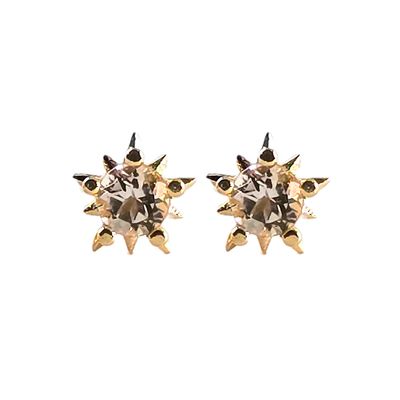 Solid Gold Peach Sunstar Stud Earrings