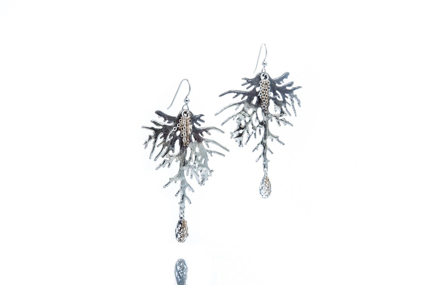 Large Coral Branches Ear Pendant