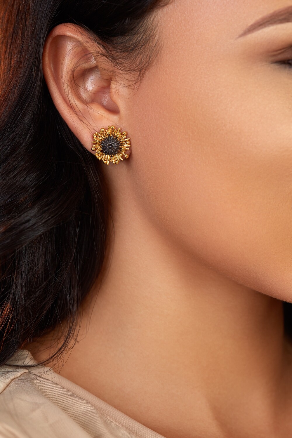 Urchin Stud Earrings (Oxidized)