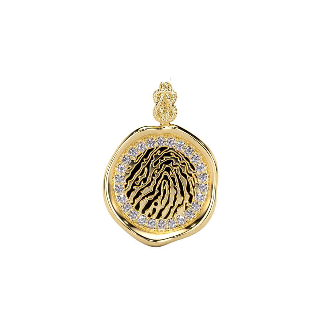 Infinity Knot Wax Seal Pendant | Petite Diamond Halo in Solid Gold, Choose your gold karat: 10k