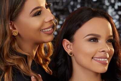 Paired with different stud earrings.