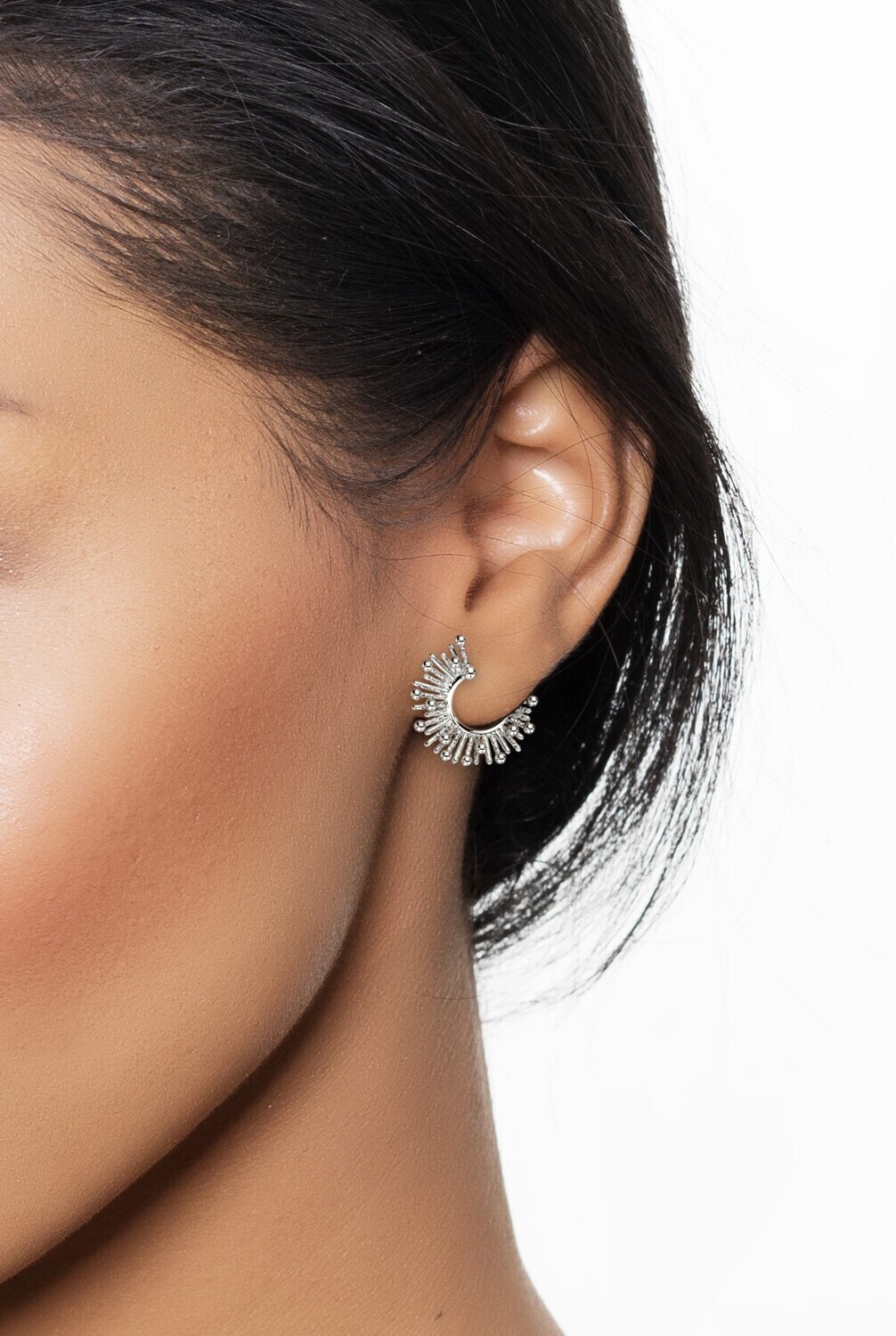 Petite Sunburst Hugging Hoop Earrings