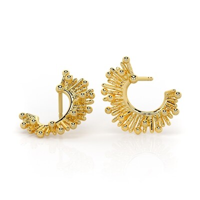 Petite Sunburst Hugging Hoop Earrings