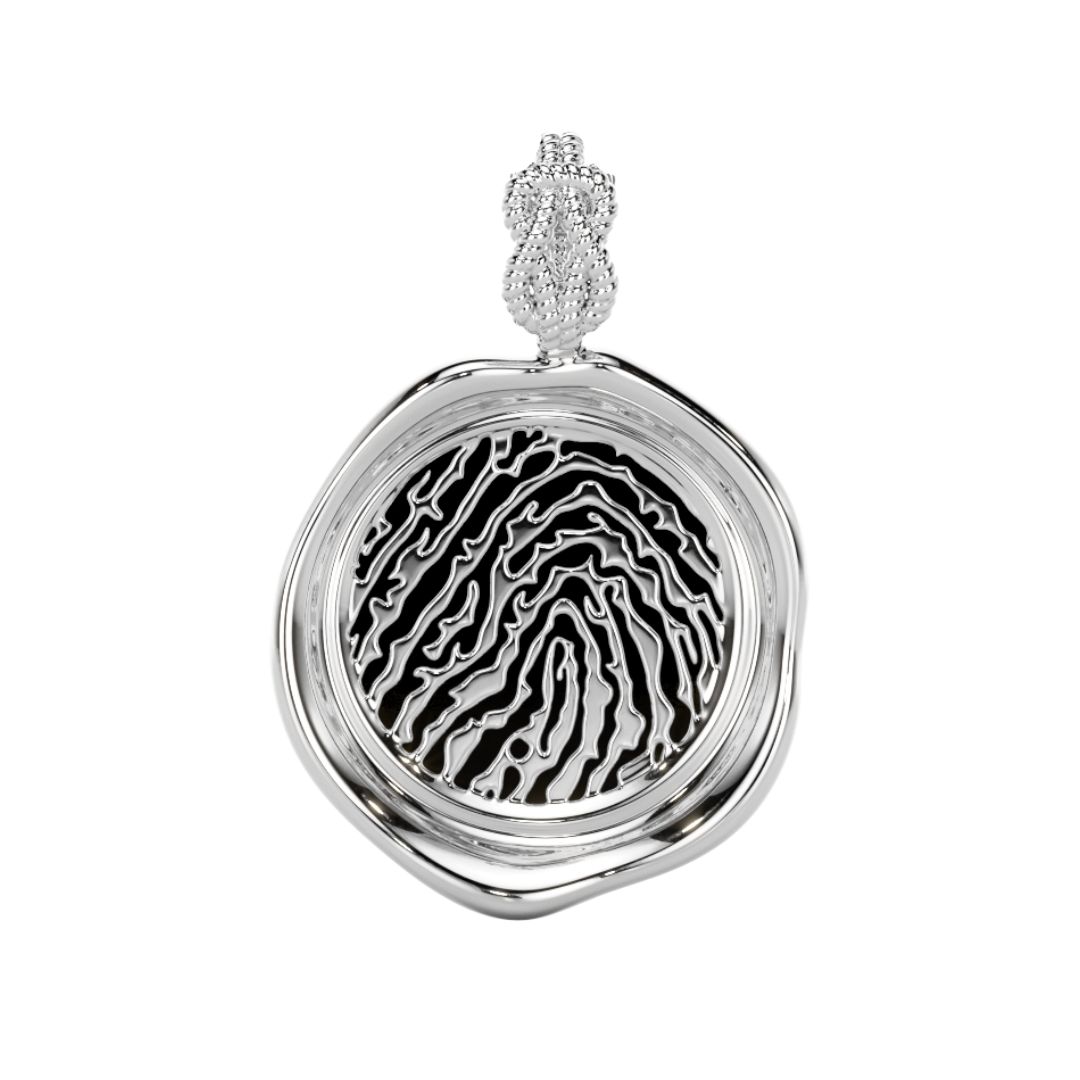 Forever-with-You White Gold Medium Round Gold Seal Pendant