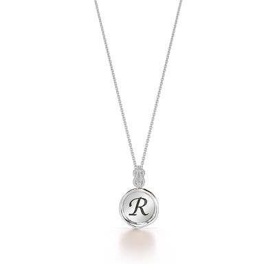 Forever-with-You Mini White Gold Wax Seal Initial Pendant