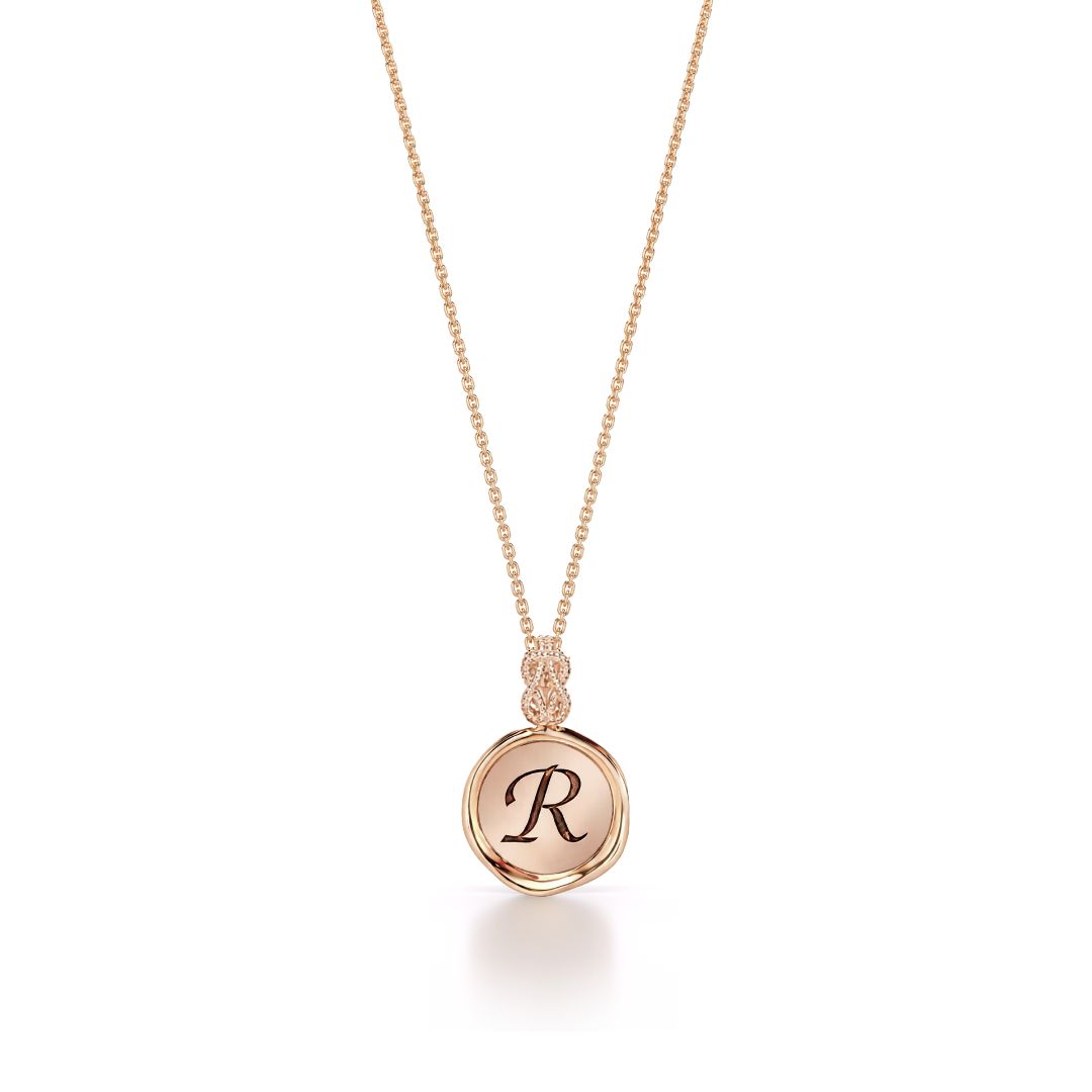 Forever-with-You Mini Rose Gold Wax Seal Initial Pendant