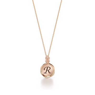 Forever-with-You Mini Rose Gold Wax Seal Initial Pendant