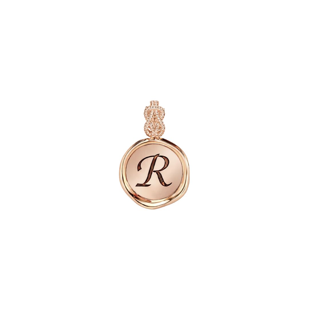 Forever-with-You Mini Rose Gold Wax Seal Initial Pendant