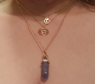 Necklace with Stone and moon and star pendent
