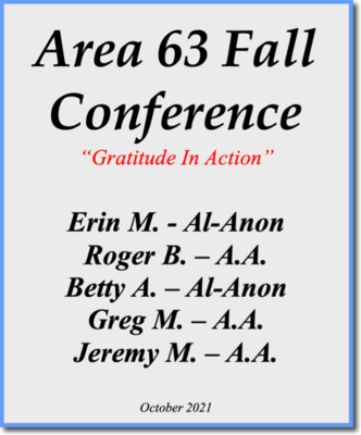 Area 63 Fall Conference - 2021