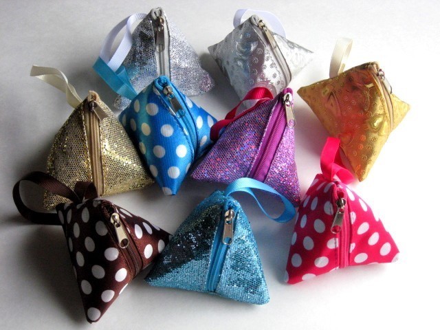 Coin Purses with Zipper and 3" Strap, 3"x3"x3", 9 Colors for Choose From, Priced per 12 Pk
