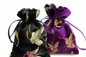 Silk Brodade Favor Bags with Butterfly Design, 4"x5", Asst Colros, Priced per 6 Pk