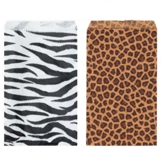 Paper Gift Bags 4"x6" Leopard or Zebra Design, Priced per 100 Pk
