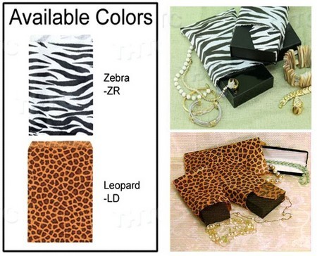 Paper Gift Bags, 5"x7", Leopard or Zebra Design, Priced per 100 Pk