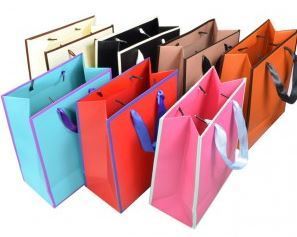 Merchandise Bags Totes with Handles, 7"W x 4"D x 9"H, 6 Pk