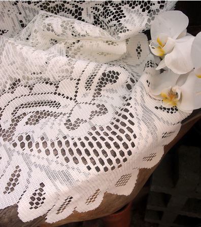 Ivory Lace Table Runner with Floral Design, 13"x 120", Priced Each