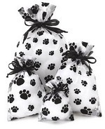 6"x 10" Sheer Novelty Bags with Paw Print Design, 6 Pk