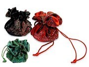 Satin Brocade Pouch Bags, 10" Dia with Inner Pockets, Price Each