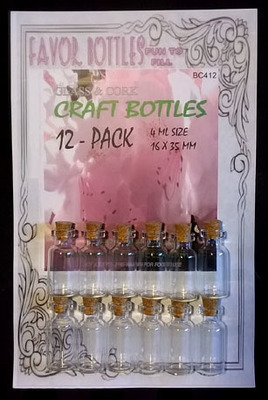 4ml Bitty Glass Bottles with Cork, 12 Bottles on a card, Sold Per Card