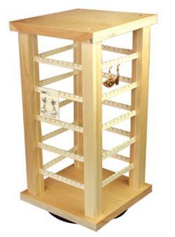Wooden Rotating Earring Display, 7 3/8'' x 7 3/8'' x 15''H, Priced Each