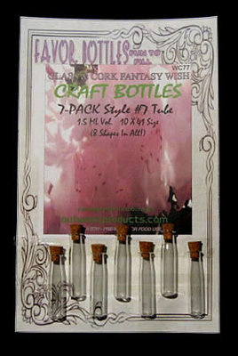 Wish Glass Bottles with Cork, Tube Shape, 7 Bottles on a card, Sold Per Card