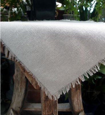 Linen Table Cover with Fringed Edge, 54"x 54" Square, Priced Each