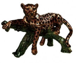 Trinket Leopard Box, 4 5/8''W x 2''D x 3 3/8''H