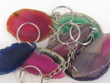 Small Agate Slices with Key Chain, 12 Pk