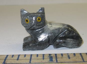 Miniature Soapstone Carving, Cat, 1 1/2" Tall, Priced Ea