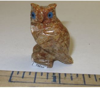 Miniature Soapstone Carving, Owl, 1 1/2" Tall, Priced Ea