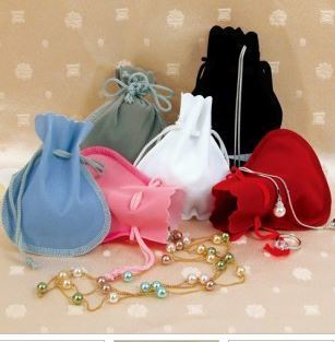 Velvet Scalloped-edge pouches with Drawstring, 2''W x 2''H, Choose of 6 Colors, 12 Pk