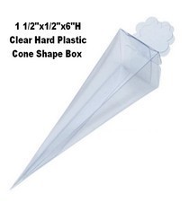 Cone Shape Clear Plastic Favor Box, 1 1/2"x 1/2"x 6", 12 Pk