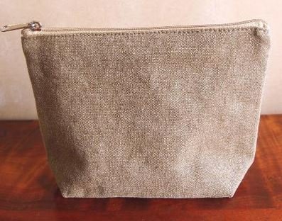 Washed Brown Canvas Gusset Zipper Pouch, 8"x 5 1/2"x 2"guss, Priced Each