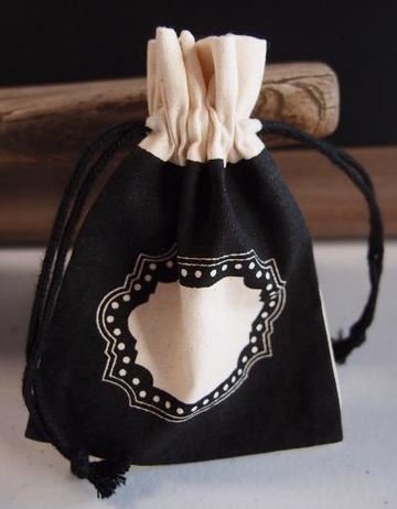 Cotton Gift Favor Bags With Black Board Printed Design, 3 1/2"x 5", 6 Bags Per  Pack