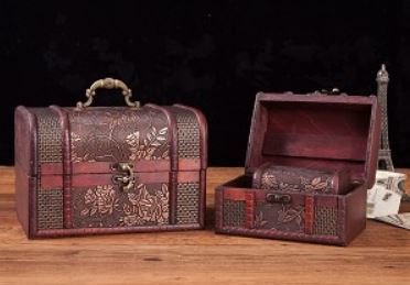 Vintage Style Wooden Embossed Flower Pattern Jewelry Boxs, Set of 3, Priced Per Set