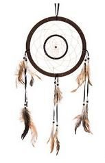 Traditional Dream Catcher, Brown Double Circle, 21" Long, Priced Each