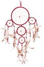 Traditional 5 Circle Dream Catcher, Red, 22" Long, Priced Each