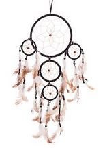 Traditional 5 Circle Dream Catcher, Black, 22" Long, Priced Each