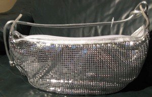 Ladies Hand Bag Faux leather with Silver Net, Priced Each