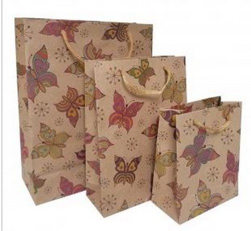 Kraft Paper Gift Bags with Butterfly Design, 7 1/2"x 9 1/2", 12 Pk