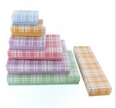 Cotton filled Jewelry Boxes, Plaid Design, 2 5/8"X 1 1/2", Priced Per 100 Pk